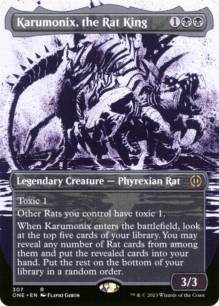 MAGIC: THE GATHERING  - Karumonix, the Rat King (Showcase) (ONE-307) - Phyrexia: All Will Be One: (Showcase) (Borderless)