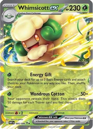 POKEMON TCG - Whimsicott ex 005/086 SV White Flare - Double Rare