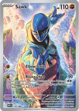 POKEMON TCG - Sawk 130/086 SV White Flare - Illustration Rare