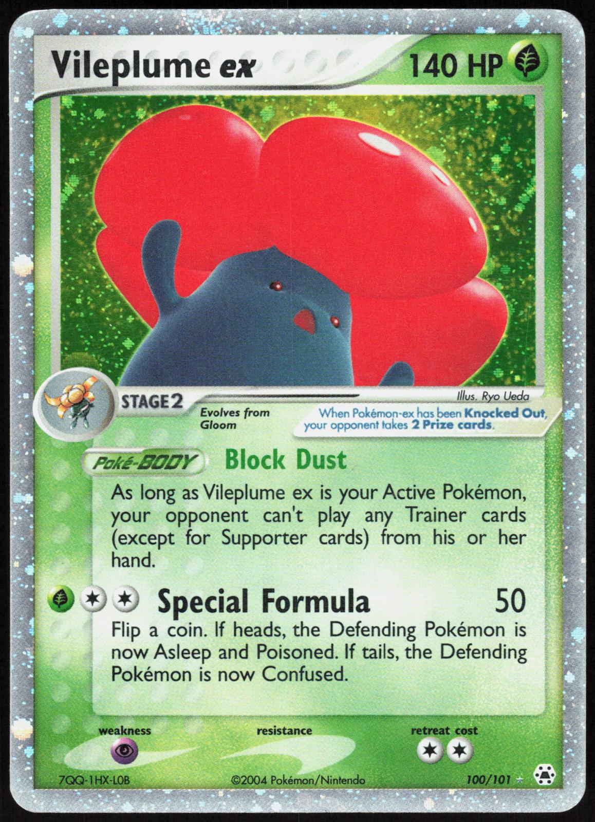 VILEPLUME EX 100/101 HIDDEN LEGENDS POKEMON EX RARE HOLO LP
