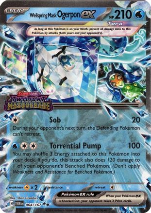 POKEMON TCG - Wellspring Mask Ogerpon ex (Twilight Masquerade Stamp) 064 Miscellaneous Cards & Products - Double Rare