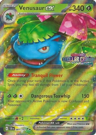 POKEMON TCG - Venusaur ex (Stellar Crown Stamp) 001 Miscellaneous Cards & Products - Double Rare