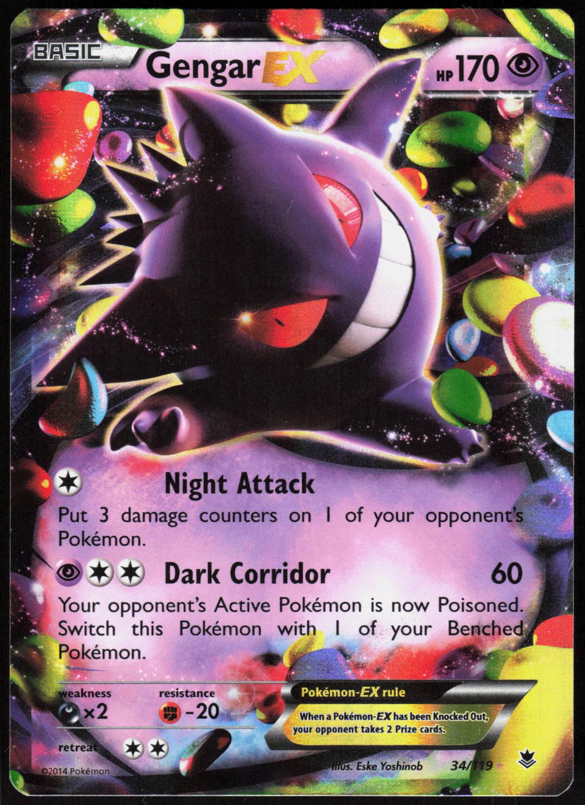 GENGAR EX 34/119 PHANTOM FORCES POKEMON EX RARE HOLO LP