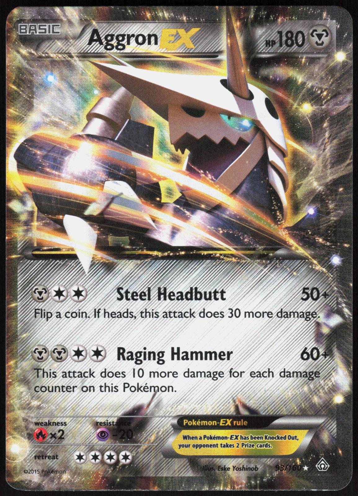 AGGRON EX 93/160 PRIMAL CLASH POKEMON ULTRA RARE HOLO NM