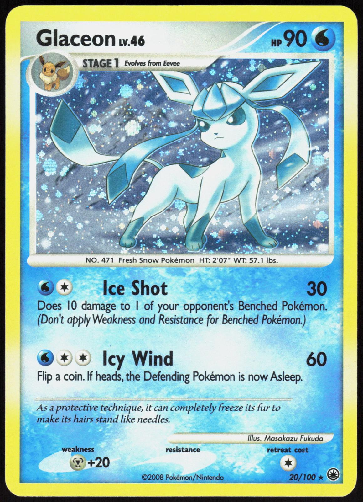 GLACEON (DP MAJESTIC DAWN) 20/100 DECK EXCLUSIVES POKEMON HOLO RARE LP