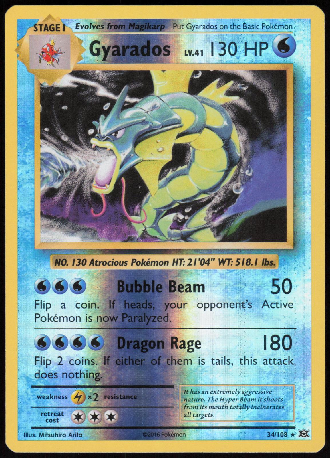 GYARADOS 34/108 EVOLUTIONS POKEMON RARE REVERSE HOLO LP