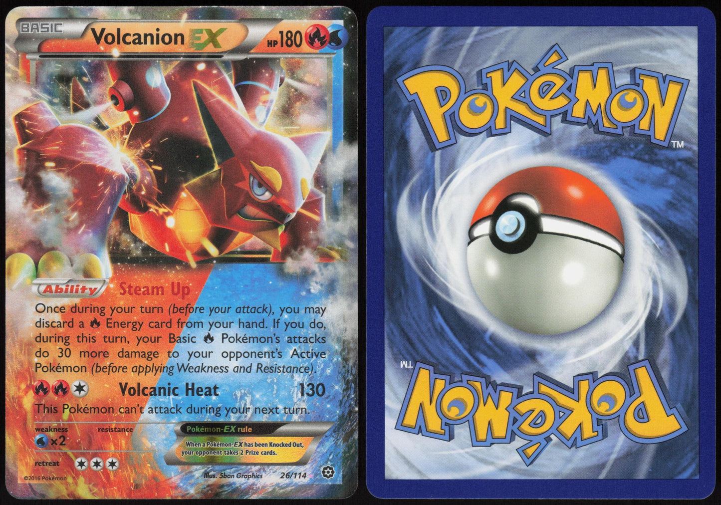 VOLCANION EX 26/114 STEAM SIEGE POKEMON EX RARE HOLO LP