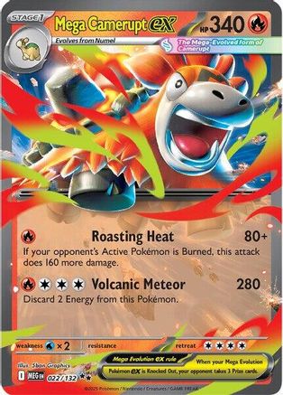 POKEMON TCG - Mega Camerupt ex 022/132 ME01 Mega Evolution - Double Rare