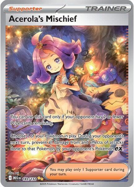 POKEMON TCG - ACEROLA'S MISCHIEF 183/132 MEGA EVOLUTION SPECIAL ILLUSTRATION RARE