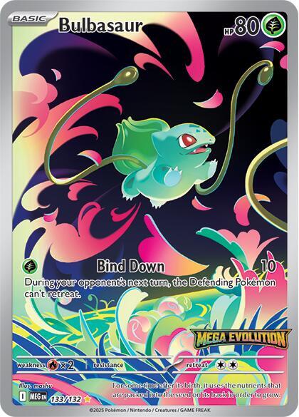 POKEMON TCG - BULBASAUR 133/132 MEGA EVOLUTIONS STAMPED BOX TOPPER (SEALED)