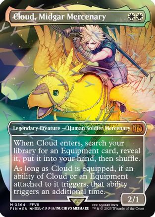 MAGIC: THE GATHERING  - Cloud, Midgar Mercenary (Borderless) (Chocobo Track Foil) (FIN-564) - FINAL FANTASY Foil