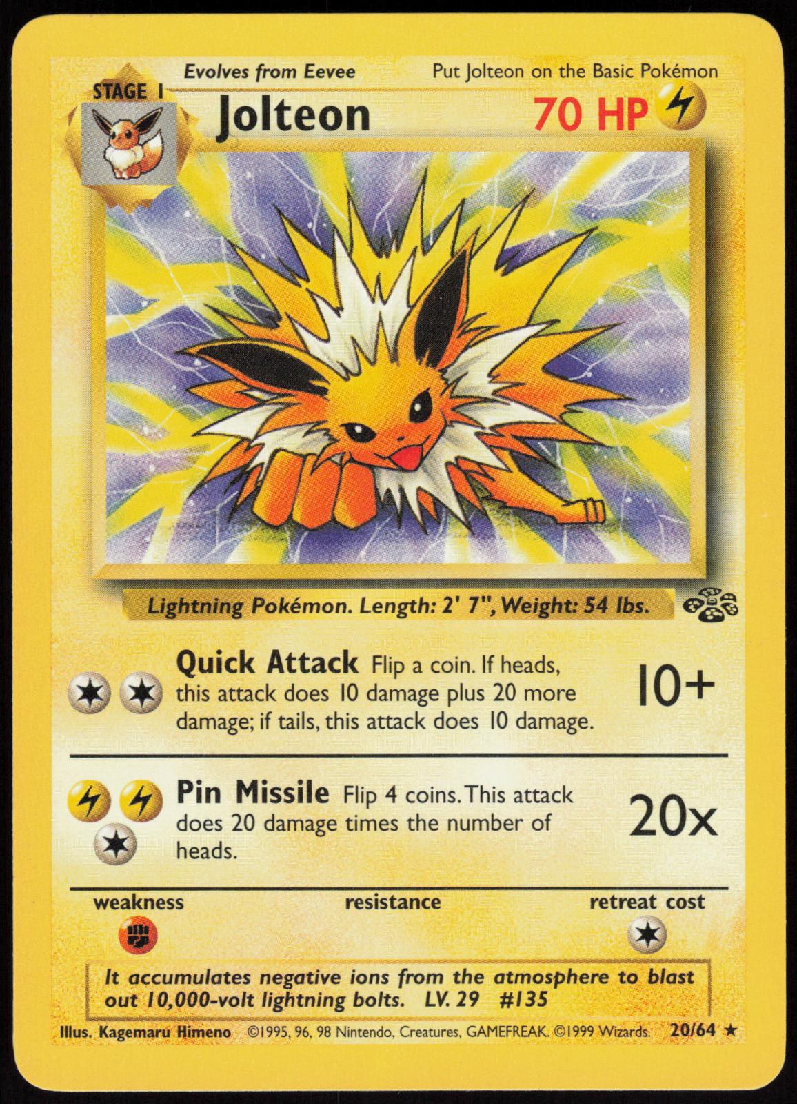 JOLTEON 20/64 JUNGLE POKEMON RARE UNLIMITED LP