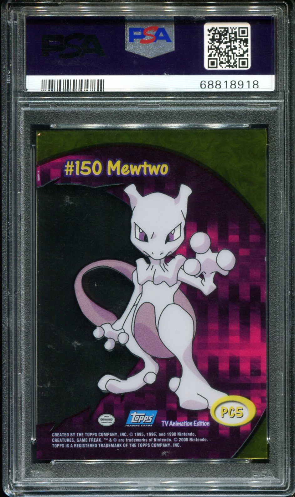 MEWTWO PC5 PSA 9 TOPPS TV ANIMATION CLEAR CARDS POKEMON