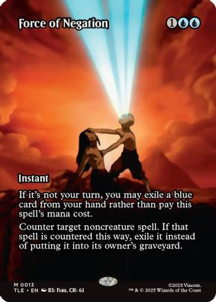 MAGIC: THE GATHERING  - Force of Negation (Borderless) (TLE-013) - Avatar: The Last Airbender: Eternal-Legal Foil