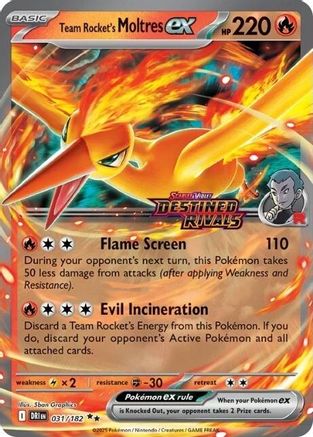 POKEMON TCG - Team Rocket's Moltres ex 031/182 Miscellaneous Cards & Products - Double Rare