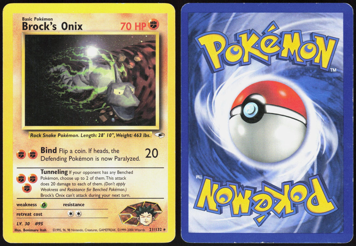 BROCK'S ONIX 21/132 GYM HEROES POKEMON RARE UNLIMITED MP