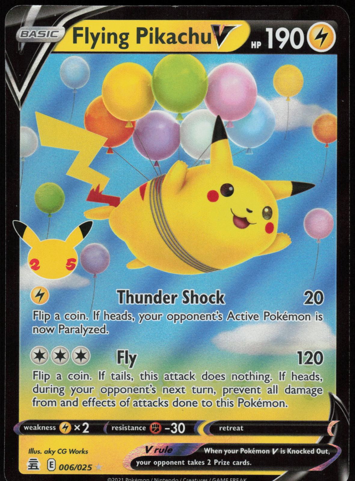 FLYING PIKACHU V 006/025 CELEBRATIONS POKEMON V RARE HOLO LP