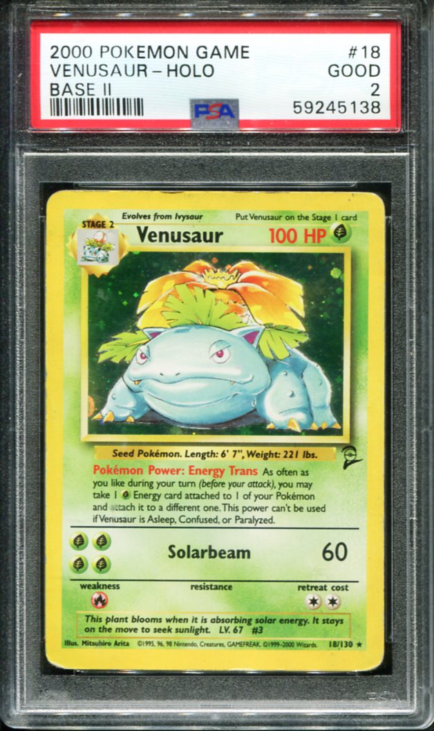 VENUSAUR HOLO 18 PSA 2 GAME BASE II POKEMON