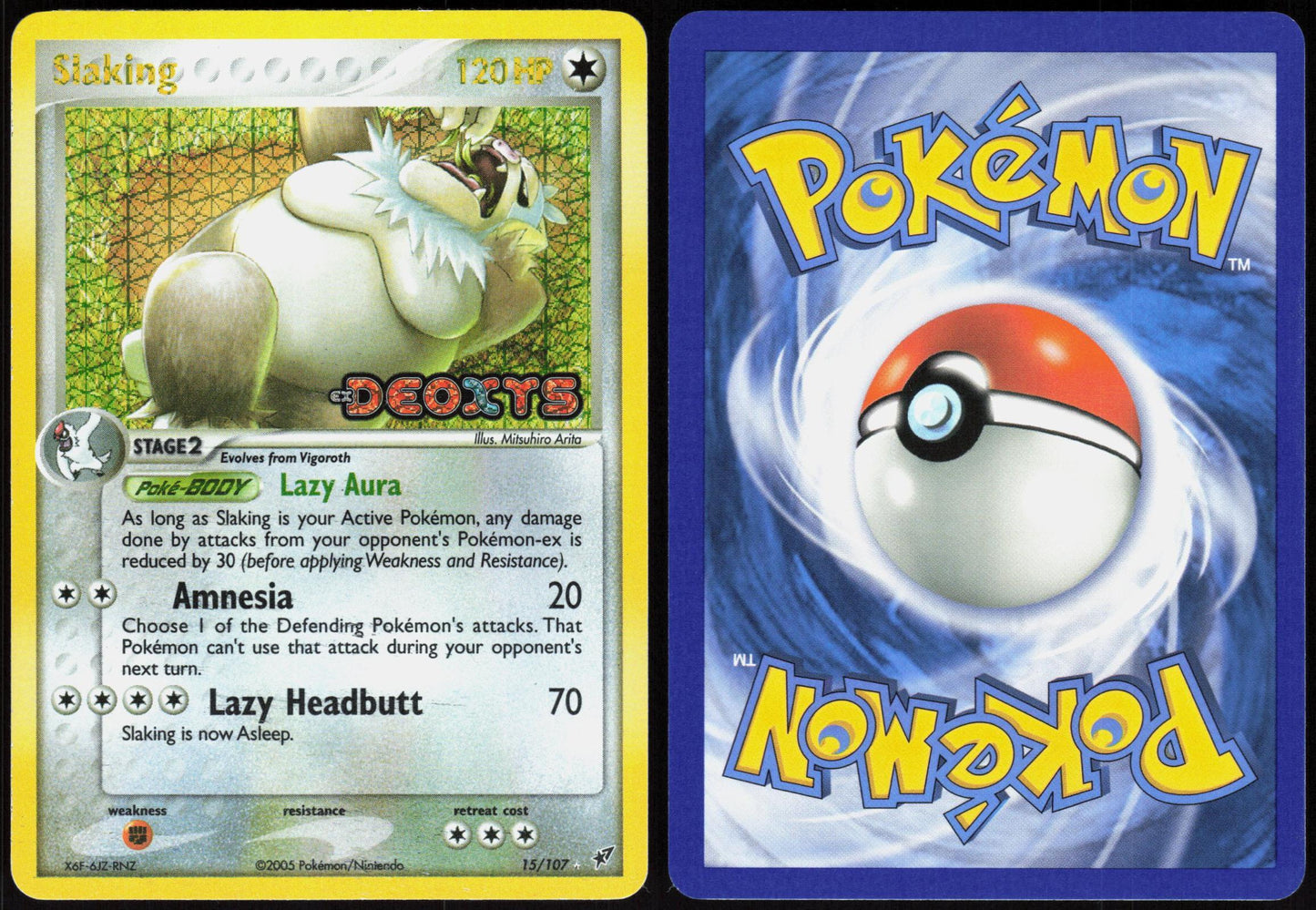SLAKING 15/107 DEOXYS POKEMON RARE REVERSE HOLO LP