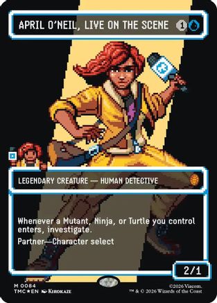 MAGIC: THE GATHERING  - April O'Neil, Live on the Scene (Borderless) (Surge Foil) (TMC-084) - Commander: Teenage Mutant Ninja Turtles Foil