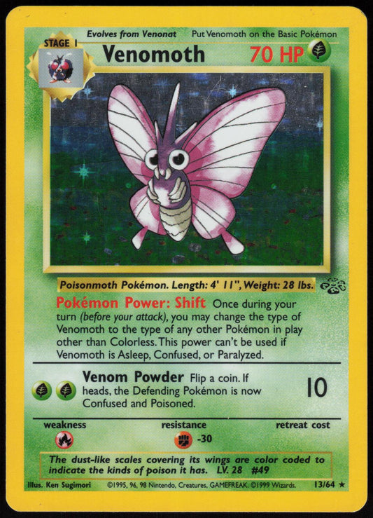 VENOMOTH 13/64 JUNGLE POKEMON RARE UNLIMITED HOLO MP