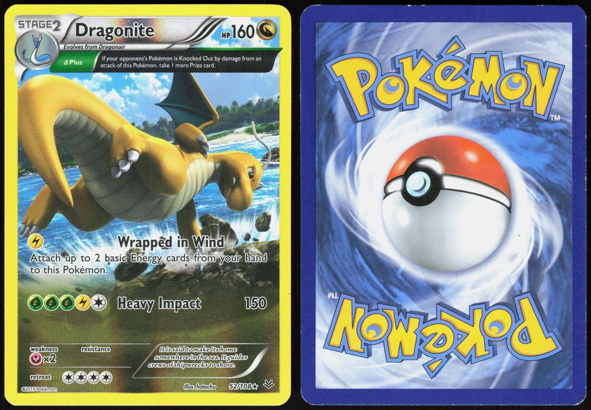 DRAGONITE 52/108 ROARING SKIES POKEMON RARE REVERSE HOLO LP