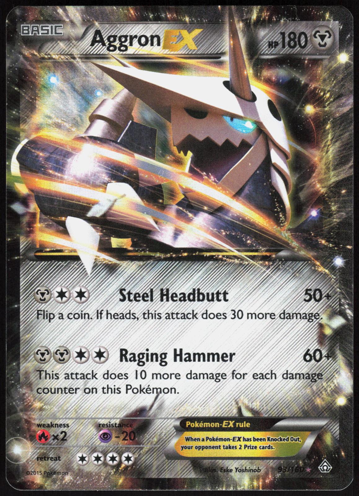 AGGRON EX 93/160 PRIMAL CLASH POKEMON ULTRA RARE HOLO NM