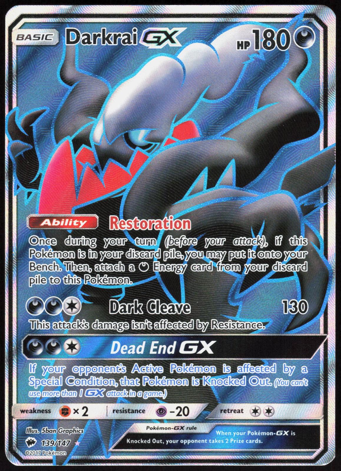 DARKRAI GX 139/147 BURNING SHADOWS POKEMON ULTRA RARE HOLO MP