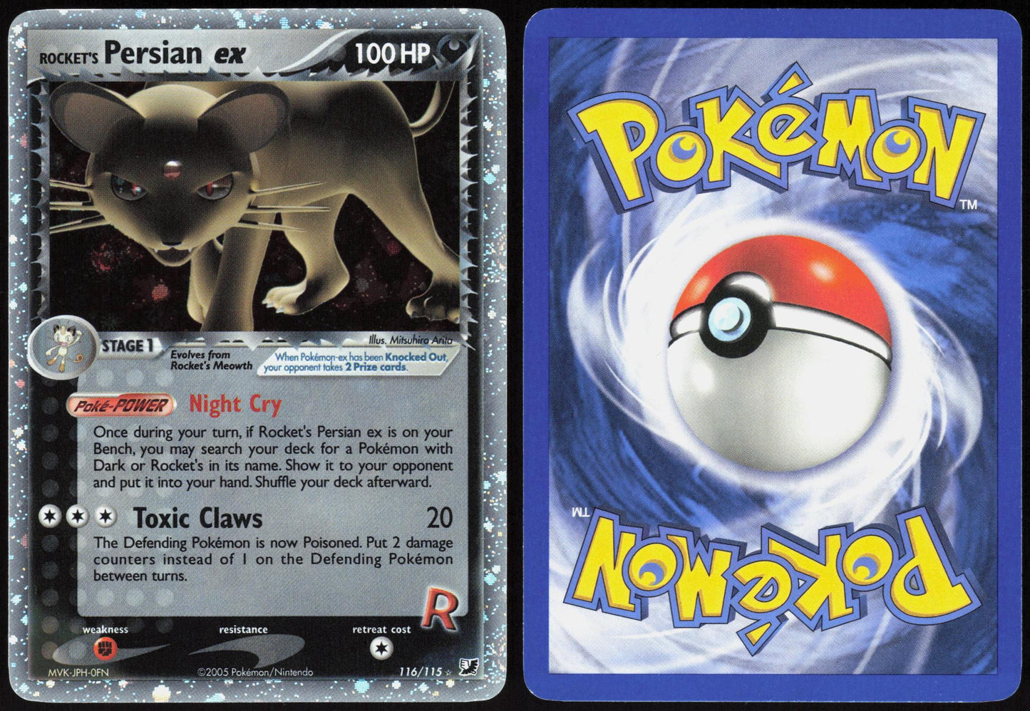 ROCKET'S PERSIAN EX 116/115 UNSEEN FORCES POKEMON SECRET RARE HOLO LP