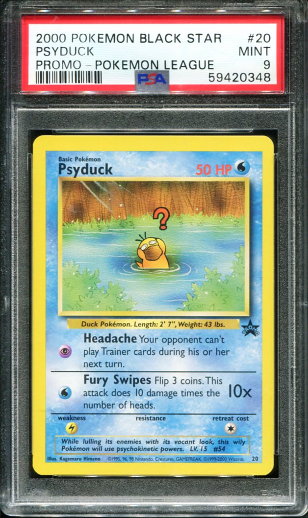 PSYDUCK 20 PSA 9 POKEMON LEAGUE PROMO BLACK STAR POKEMON