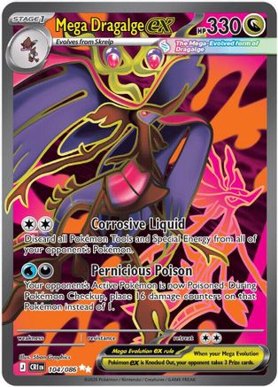 POKEMON TCG - Mega Dragalge ex 104/086 ME04 Chaos Rising - Ultra Rare