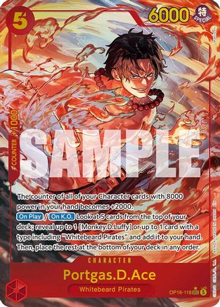 ONE PIECE TCG - Portgas.D.Ace (118) (Alternate Art) OP16-118 The Time of Battle - Secret Rare