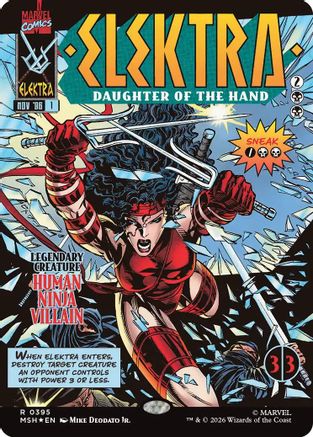 MAGIC: THE GATHERING  - Elektra, Daughter of the Hand (Borderless) (0395) (MSH-395) - Marvel Super Heroes Foil