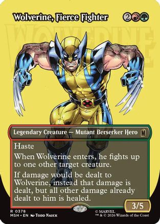 MAGIC: THE GATHERING  - Wolverine, Fierce Fighter (Borderless) (MSH-378) - Marvel Super Heroes