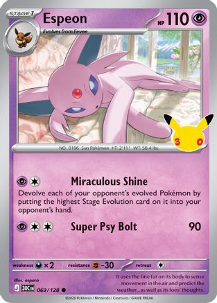 POKEMON TCG - Espeon 069/128 ME 30th Celebration - Common