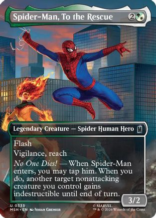 MAGIC: THE GATHERING  - Spider-Man, To the Rescue (Borderless) (MSH-335) - Marvel Super Heroes Foil