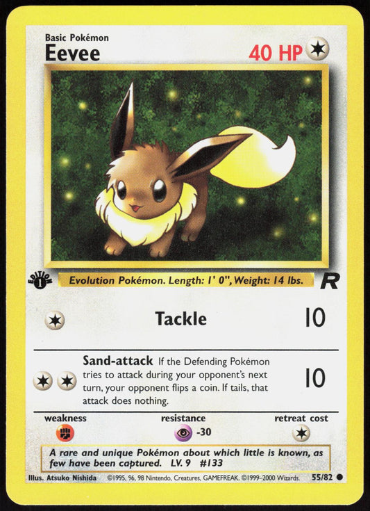 EEVEE 55/82 TEAM ROCKET POKEMON COMMON 1ST EDITION LP