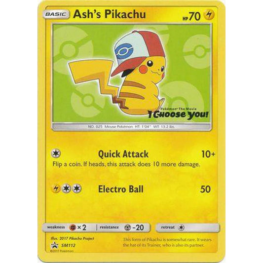 POKEMON TCG - ASH'S PIKACHU SM112 2017 POKEMON PROMO GREEN