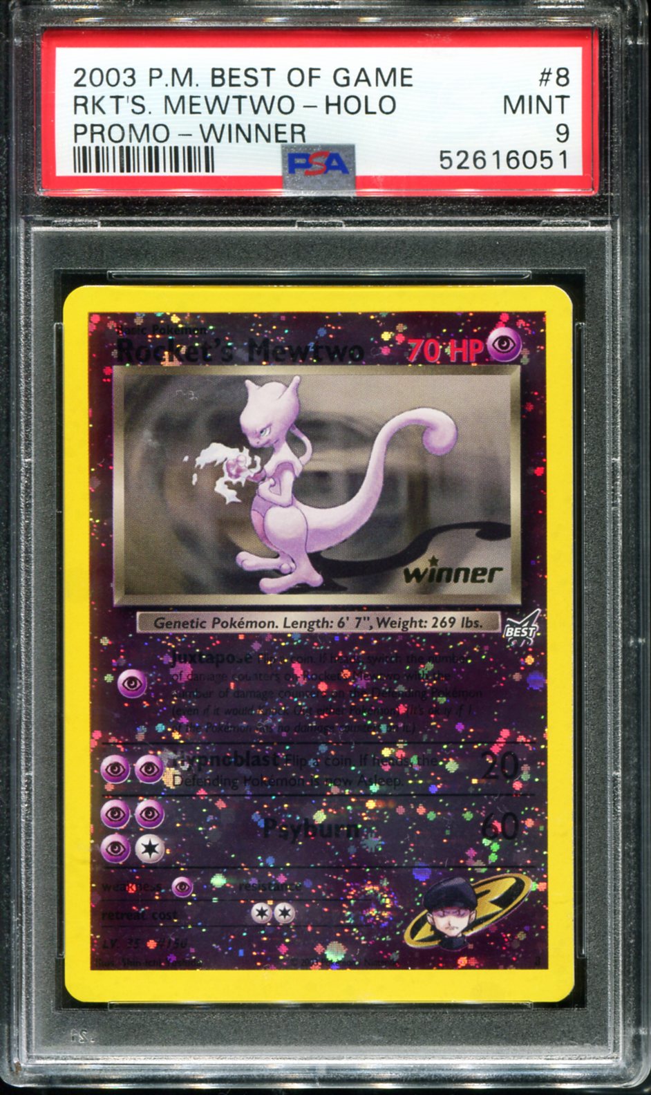 ROCKET'S MEWTWO REVERSE HOLO 8/9 PSA 9 WINNER BEST OF GAME PROMO POKEMON