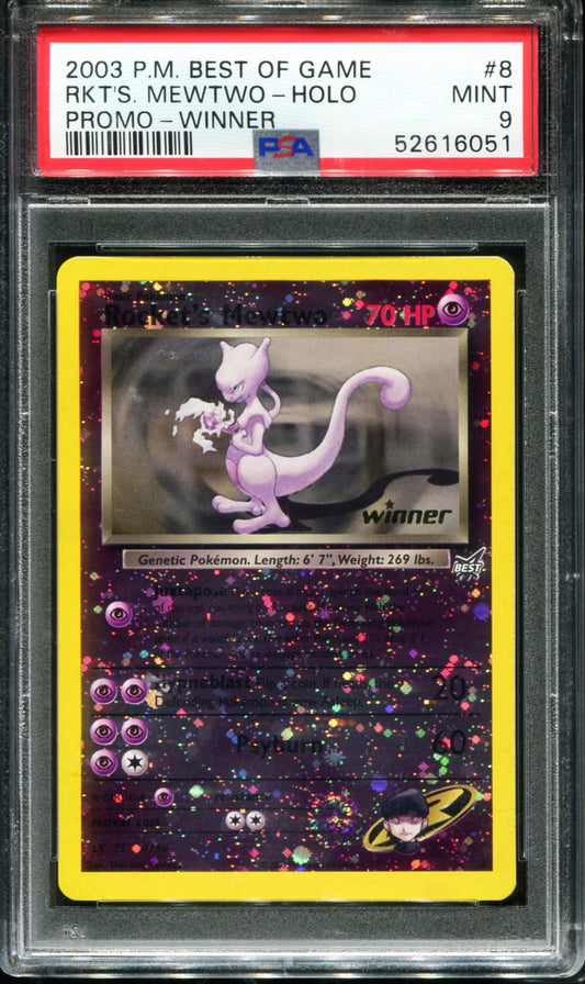 ROCKET'S MEWTWO REVERSE HOLO 8/9 PSA 9 WINNER BEST OF GAME PROMO POKEMON