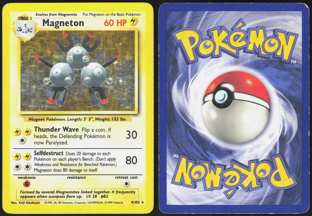 MAGNETON 9/102 BASE SET UNLIMITED POKEMON HOLO RARE HP