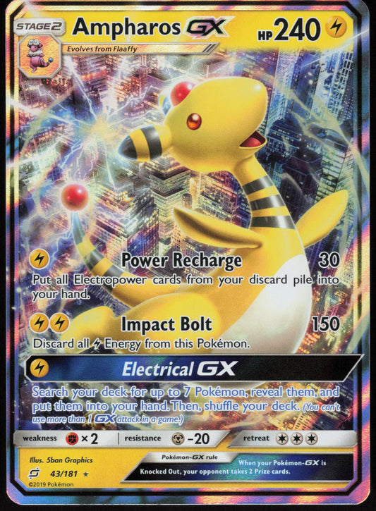 AMPHAROS GX 43/181 TEAM UP POKEMON GX RARE HOLO LP