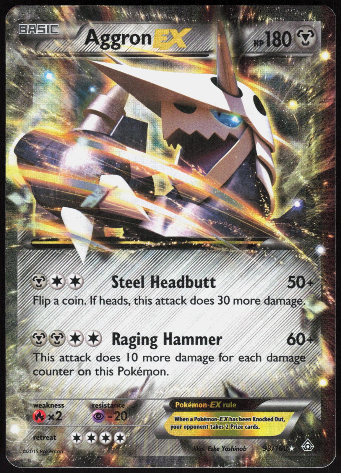 AGGRON EX 93/160 PRIMAL CLASH POKEMON ULTRA RARE HOLO NM