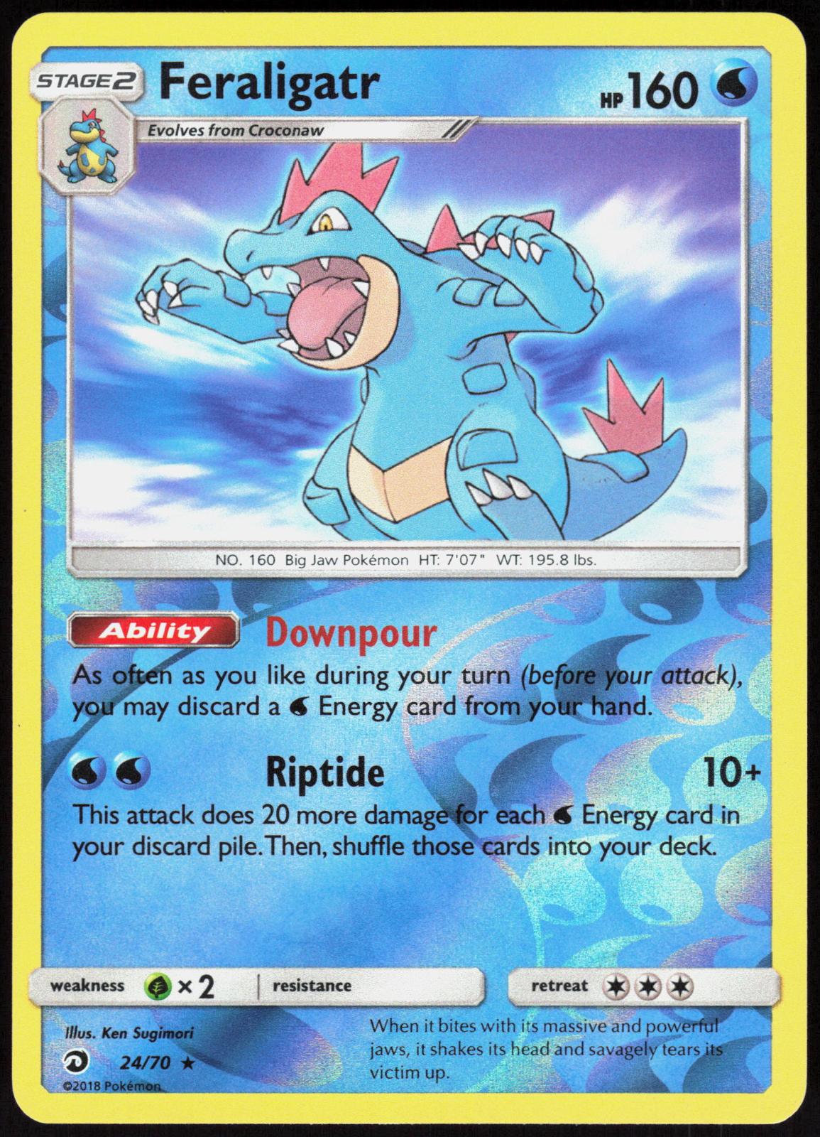 FERALIGATR 24/70 DRAGON MAJESTY POKEMON RARE REVERSE HOLO LP