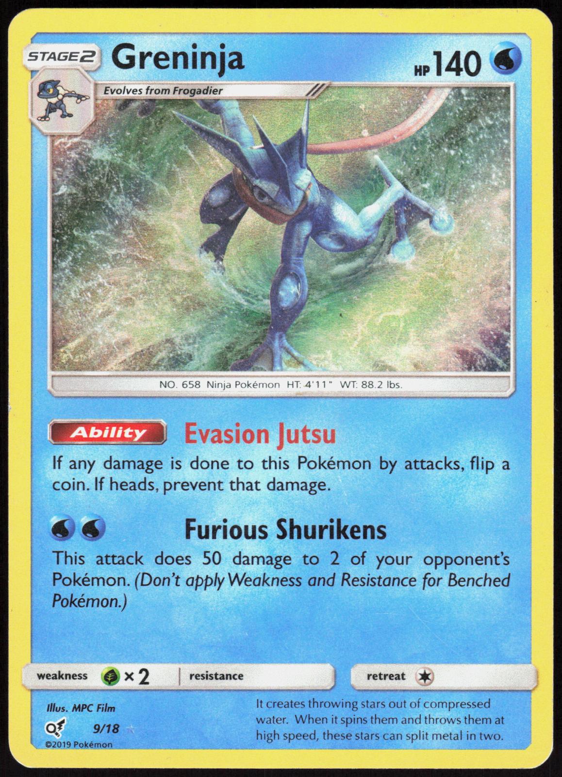 GRENINJA 9/18 DETECTIVE PIKACHU POKEMON ULTRA RARE HOLO HP