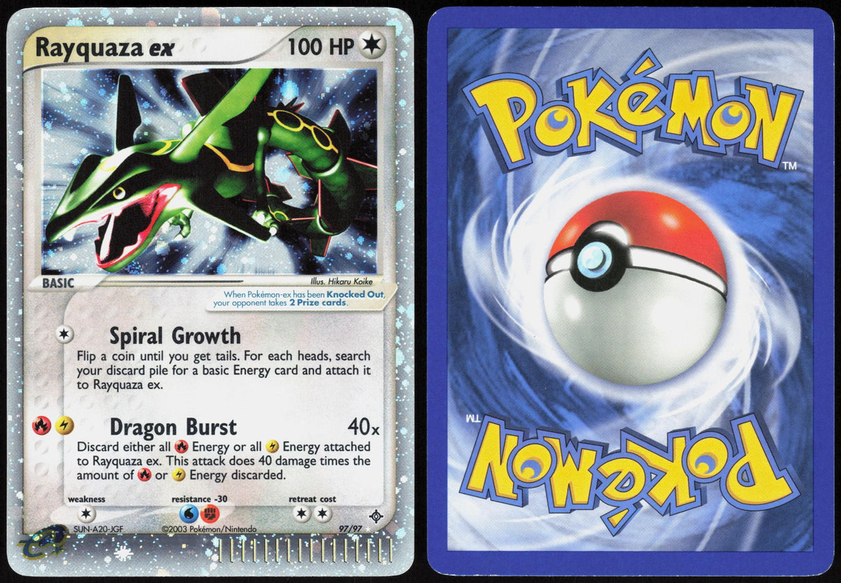 RAYQUAZA EX 97/97 DRAGON POKEMON EX RARE HOLO LP