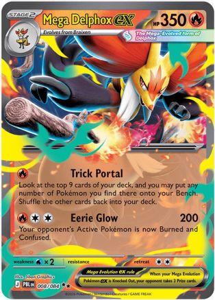 POKEMON TCG - Mega Delphox ex 008 ME05 Pitch Black - Double Rare