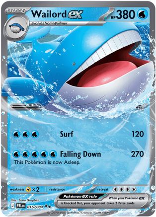 POKEMON TCG - Wailord ex 016/084 ME05 Pitch Black - Double Rare