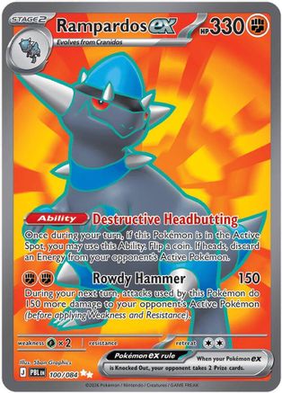 POKEMON TCG - Rampardos ex 100/084 ME05 Pitch Black - Ultra Rare