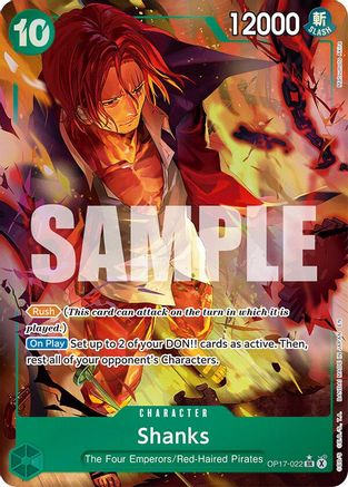 ONE PIECE TCG - Shanks (022) (Alternate Art) OP17-022 The Worlds Strongest Warriors - Super Rare